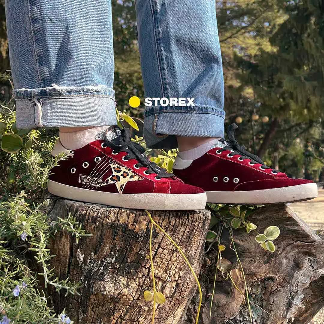 Golden Goose ★ SuperStar Burgundy/Cheetah Print