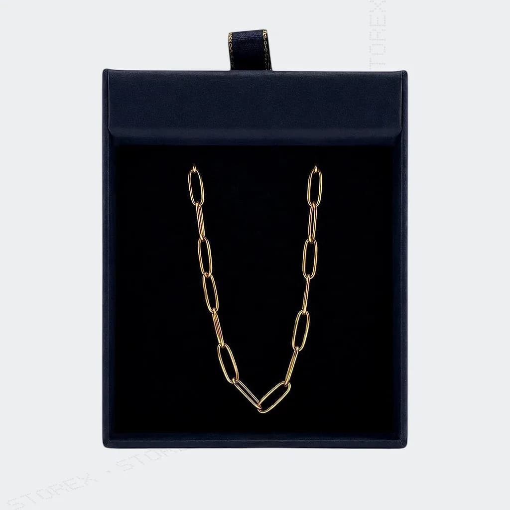 Paperclip Chain Necklace Gold